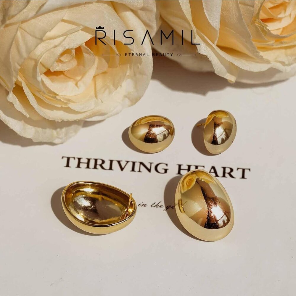 Elegant 14K Gold Plated Chunky Earrings Set - 2 Pairs for Stylish Women - Picture 4 of 8
